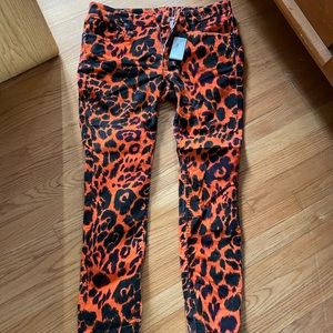 R13 orange leopard corduroy skinny jeans size 31